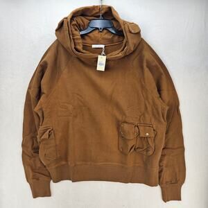 MNML MEN'S LARGE BROWN VINTAGE CARGO POCKET PULLOVER HOODIE NWT
